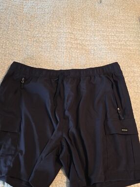 Black Cargo Drawstring Shorts